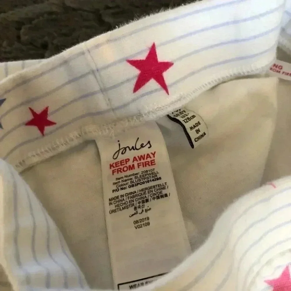 Joules Pajama Bottom Pants Stripes and Stars: 7/8y